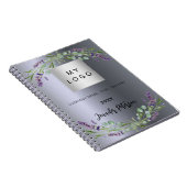 Carnet Logo entreprise de fleurs violettes lavande argent (Côté Droit)