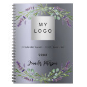 Carnet Logo entreprise de fleurs violettes lavande argent (Devant)