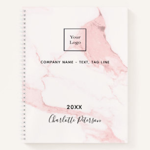 Carnet Logo entreprise élégant nom marbre rose blush