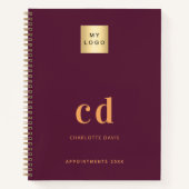 Carnet logo entreprise initiales monogramme or Bourgogne (Devant)
