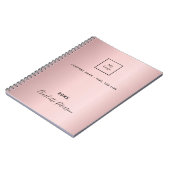 Carnet Logo entreprise monogramme élégant rose blush (Côté gauche)