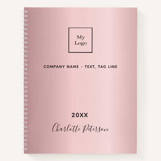 Carnet Logo entreprise monogramme élégant rose tendre (Devant)