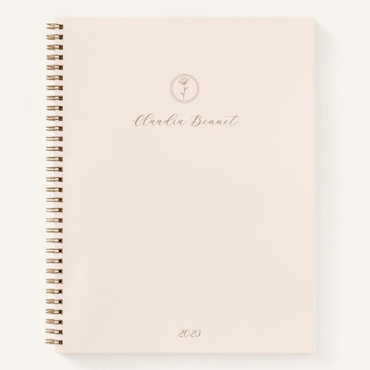 Carnet Logo et nom de script minimal rose élégant (Devant)