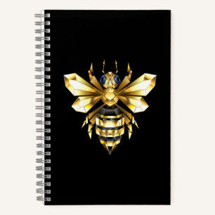 Carnet Logo Faux Gold Foil Bee Polygonal sur Noir