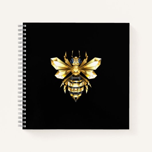 Carnet Logo Faux Gold Foil Bee Polygonal sur Noir (Devant)