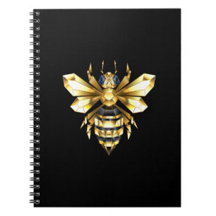 Carnet Logo Faux Gold Foil Bee Polygonal sur Noir