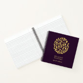 Carnet Logo Feuilles d'Or | Violet | Monogramme Personnal (Intérieur)
