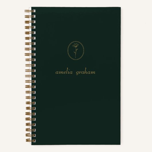 Carnet Logo Fleur Charbon et Or Monogramme (Recto)