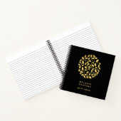 Carnet Logo Gold Feuille | Noir | Monogramme personnalisé (Intérieur)