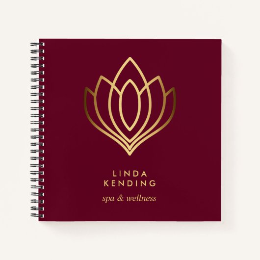 Carnet Logo Gold Lotus | RUBY RED | Monogramme personnali (Devant)
