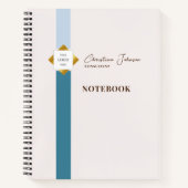 Carnet Logo Gold Turquoise Stripes tendance (Devant)
