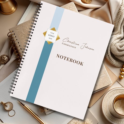 Carnet Logo Gold Turquoise Stripes tendance