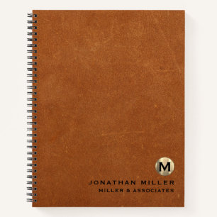 Carnet Logo initial en cuir de luxe en or