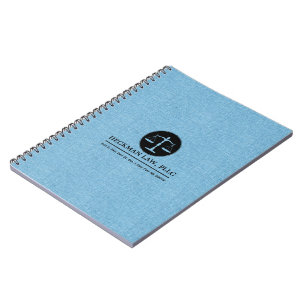 Carnet Logo Justice Tissu Lin Bleu