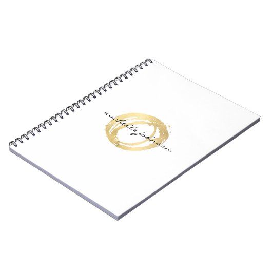 Carnet Logo Luxe Faux Gold Peint Cercle Designer (Côté gauche)