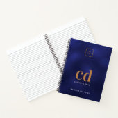 Carnet Logo marine bleu or monogramme entreprise initiale (Intérieur)