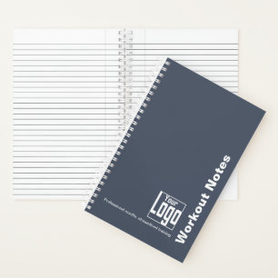 Carnet Logo Minimal Gris Blanc Devise Fitness Entraînemen