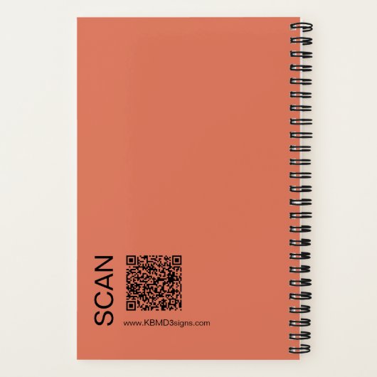 Carnet Logo minimal orange et noir de fitness avec devise (Verso)