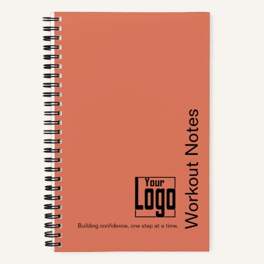 Carnet Logo minimal orange et noir de fitness avec devise (Recto)