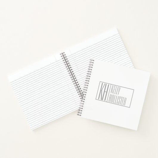 Carnet Logo Moderne Grey Initiales & Nom (Intérieur)