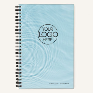Carnet Logo Moderne Rides d'Eau Bleu Clair Tendance
