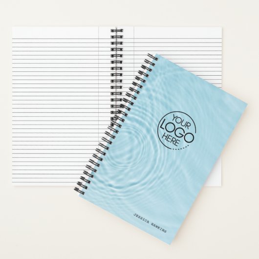 Carnet Logo moderne ripples d'eau bleu clair tendance (À l'intérieur)