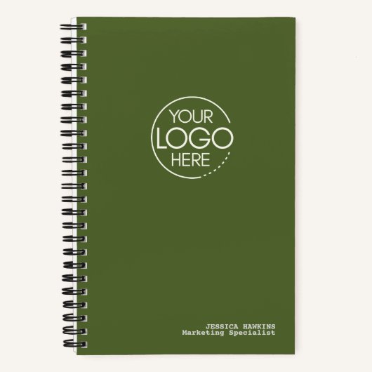 Carnet Logo Moderne Vert Olive Foncé Tendance (Recto)