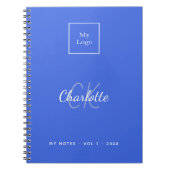 Carnet Logo monogramme bleu roi moderne entreprise (Devant)