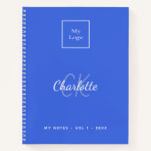 Carnet Logo monogramme bleu royal affaires modernes (Devant)