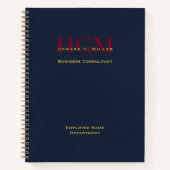Carnet Logo Monogramme d'entreprise Marine Burgundy Gold  (Devant)