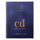 Carnet Logo monogramme initial note de commerce bleu mari (Devant)