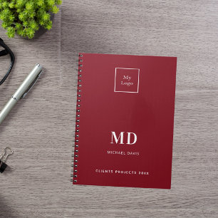 Carnet Logo monogramme initiales affaires blanc rouge