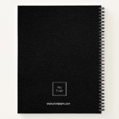 Carnet Logo monogramme initiales cuir noir affaires (Dos)