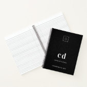 Carnet Logo monogramme initiales cuir noir affaires (Intérieur)