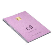Carnet Logo monogramme initiales cuir rose affaires (Côté Droit)