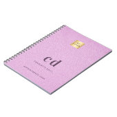 Carnet Logo monogramme initiales cuir rose affaires (Côté gauche)