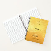 Carnet Logo monogramme initiales entreprise métal doré (Intérieur)