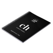 Carnet Logo monogramme initiales noir blanc affaires (Côté gauche)
