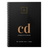 Carnet Logo monogramme initiales or noir affaires (Devant)