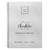 Carnet Logo monogramme moderne argent affaires (Devant)