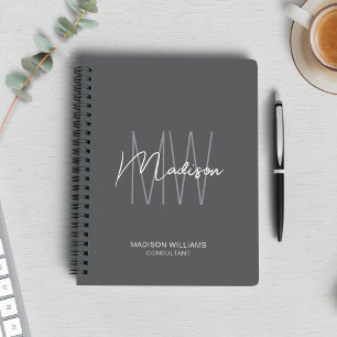 Carnet Logo Monogramme Moderne Gris Consultant