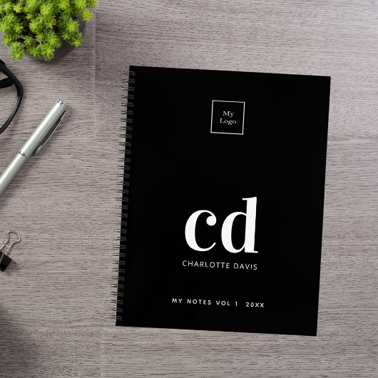 Carnet Logo monogramme noir blanc affaires