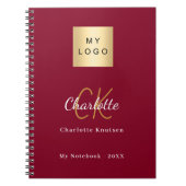 Carnet Logo monogramme or burgundy affaires (Devant)