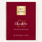 Carnet Logo monogramme or entreprise bordeaux (Devant)