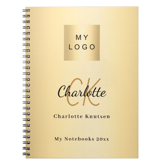 Carnet Logo monogramme or moderne entreprise (Devant)
