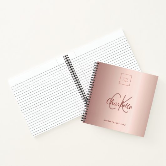 Carnet Logo monogramme or rose affaires (Intérieur)