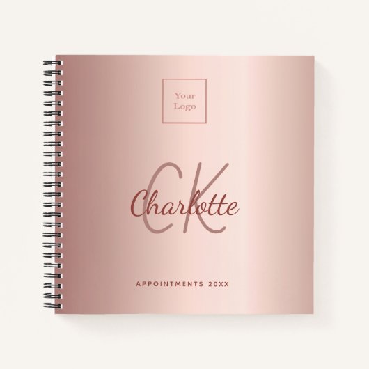Carnet Logo monogramme or rose affaires (Devant)