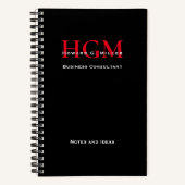 Carnet Logo Monogramme professionnel Rouge Noir et Blanc (Recto)