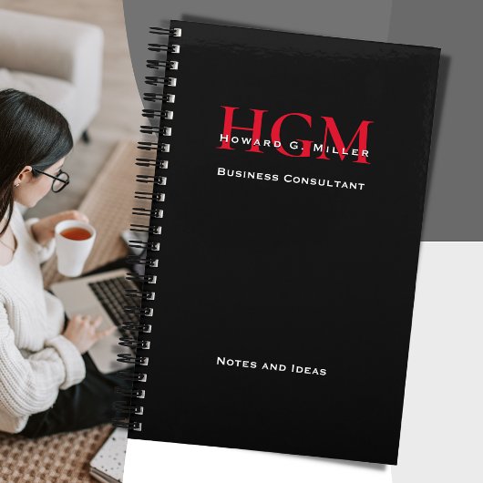 Carnet Logo Monogramme professionnel Rouge Noir et Blanc