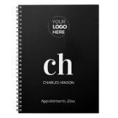 Carnet Logo noir blanc monogramme initiales affaires (Devant)